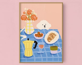 Breakfast With A Bichon | Art Print