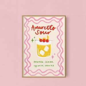 Amaretto Sour Cocktail Art Print | Cocktail Art | Kitchen Poster