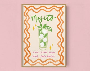 Mojito Art Print | Cocktail Art | Bar Art | Plakat do kuchni