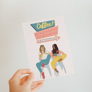 Le patriarcat est épuisant - carte postale illustrée - art féministe