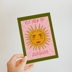 Lil sunshine - ilustrowana pocztówka - sztuka feministyczna - kartka dla przyjaciółki - pozytywna kartka