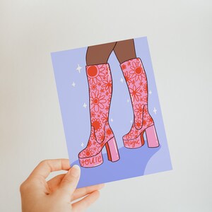 You’re magic - carte postale illustrée - art féministe - fashion art - bottes des années 70