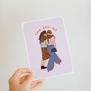 Te amo amigo - cartão postal ilustrado - arte amiga - amizade - arte feminista