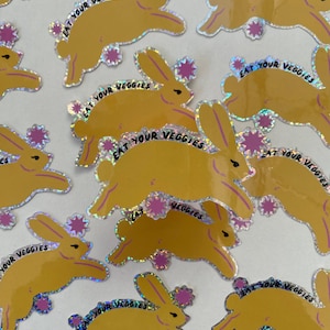 Eat Your Veggies Rabbit | Vinyl Sticker