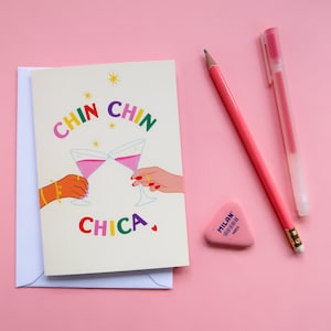 Chin Chin Chica Galentines kaart | Valentijnskaart | Vriendschapskaart | Drankjeskaart | Mis je kaart