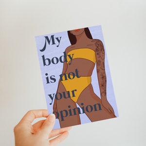Mon corps n’est pas votre opinion - carte postale illustrée - art féministe