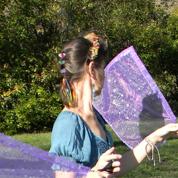 Flag Poi - Soft Purple with Silvery Stars