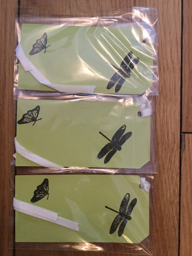 Set of 4 handcrafted stamped card Gift tags.