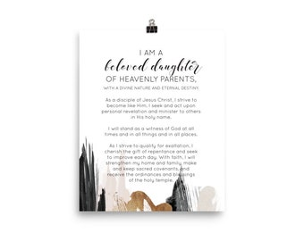 New Young Women's Theme Poster / Updated YW Theme / LDS / Black & Gold Accent / Pretty Lettering