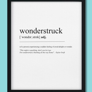 Wonderstruck Definition, Swift Song Art, Enchanted Lyrics, Pop Music Art, Swift Lyrics, Song Wall Art, Lyric Printable, Digital Print,Taylor