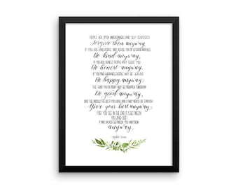 Framed poster “Do It Anyway” Mother Teresa