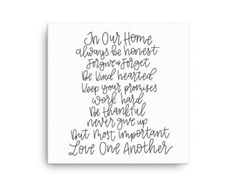 In Our Home Canvas / Hand Lettered Decor