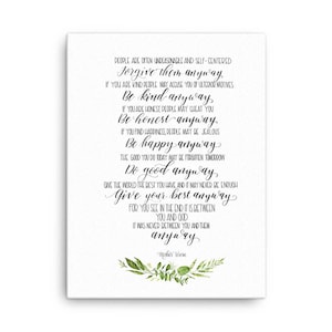 Canvas Print - “Do It Anyway” Mother Teresa