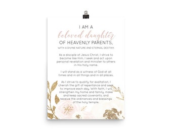 New Young Women's Theme / Wall Decor Print / Updated YW Theme / LDS