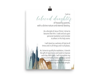 New Young Women Theme Poster / Updated YW Theme / LDS /Pretty Lettering with Blue