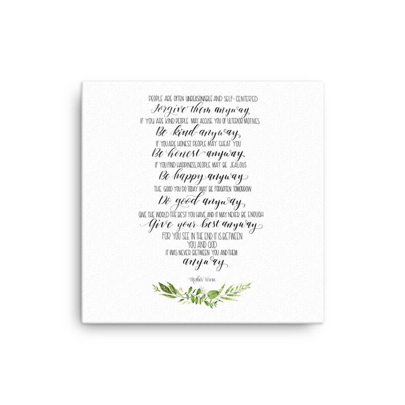 Canvas Print do It Anyway Mother Teresa Etsy
