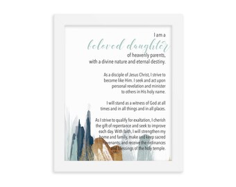 Framed New Young Women's Theme / Updated YW Theme / LDS / Available in Both Black and White