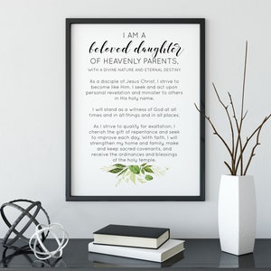 New Young Women Theme PRINTABLE / Updated YW Theme / LDS /Pretty Lettering with Greenery