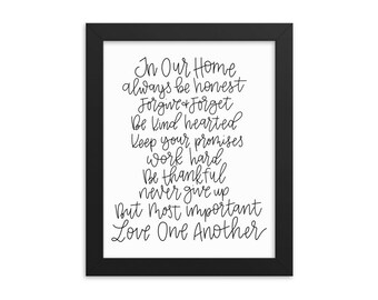 In Our Home Framed Poster / Hand Lettered Decor