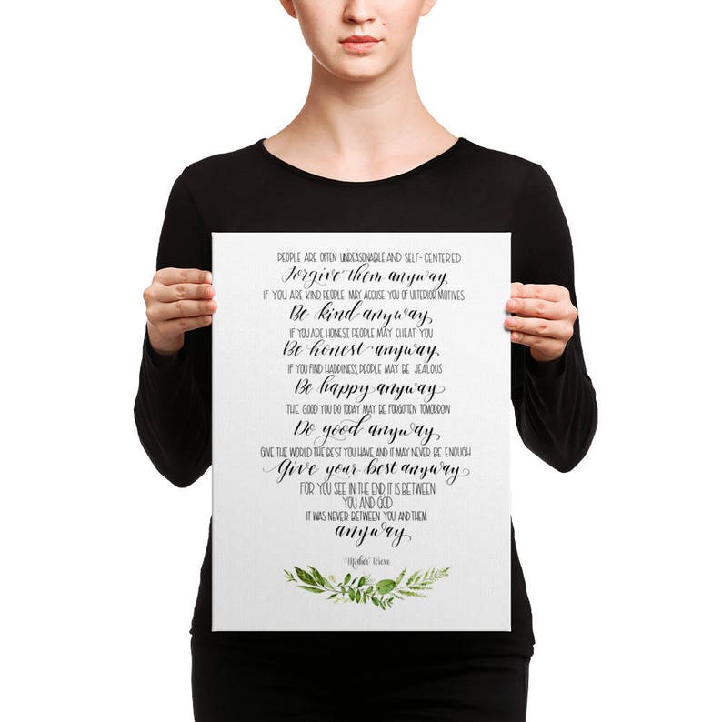 Canvas Print do It Anyway Mother Teresa Etsy