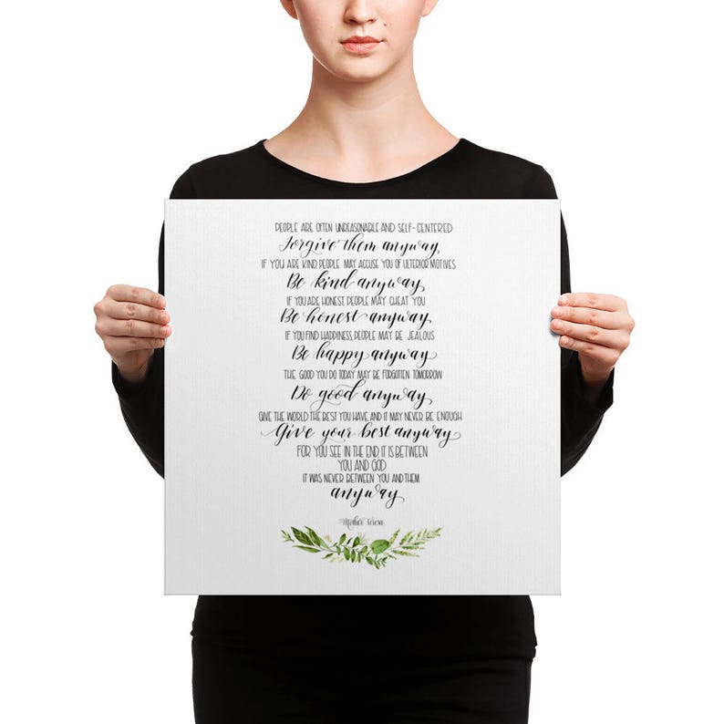 Canvas Print do It Anyway Mother Teresa Etsy