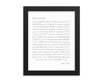 Framed poster / Promise Yourself / Christian D. Larson / Handlettered Calligraphy