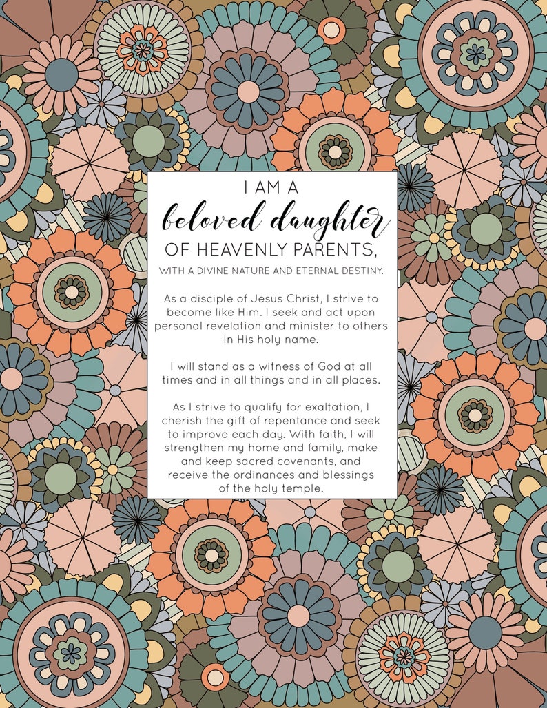 New Young Women Theme PRINTABLE Coloring Page / Updated YW Theme / LDS ...