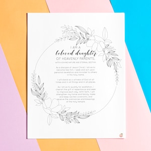New Young Women Theme PRINTABLE Coloring Page / Updated YW Theme / LDS /Pretty Lettering Coloring