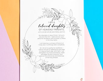 New Young Women Theme PRINTABLE Coloring Page / Updated YW Theme / LDS /Pretty Lettering Coloring