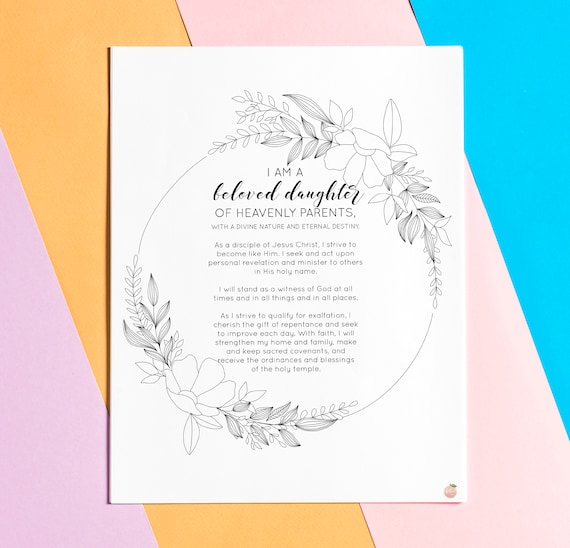 New Young Women Theme PRINTABLE Coloring Page / Updated YW - Etsy