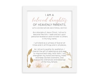 Framed poster of the New Young Women Theme / Updated YW Theme / LDS /Available in Both Black and White