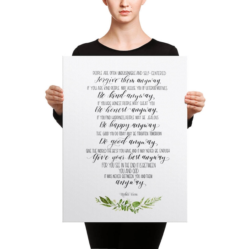 Canvas Print do It Anyway Mother Teresa Etsy