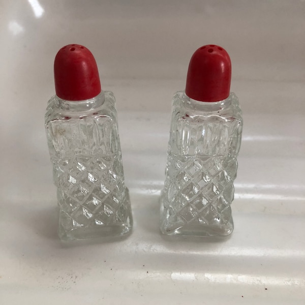Vintage 1950’s Japan Cut Glass Salt and Pepper Shakers