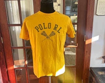 Maglietta vintage Polo Ralph Lauren Logo anni '90 gialla taglia media