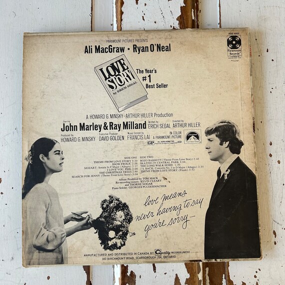 Love Story Soundtrack 1970 LP Ali Macgraw & Ryan O'neal Album - Etsy