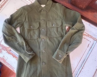 Vintage US Army 1970's Olive Green 108 Shirt Man’s Field X Small