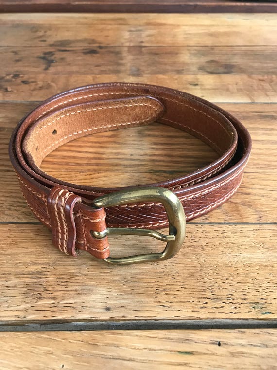 1980's Geoffrey Beene Italian Brown Leather Belt - image 1