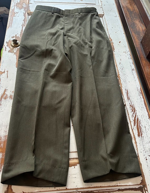 green wool dress pants Pleated Fern Green Linen Dress Pant – Luxire Custom Clothing main image 1