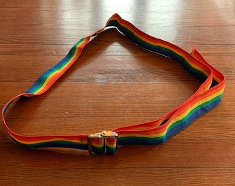 Vintage 1990’s Rainbow Luggage Strap Retro Repurposed Belt