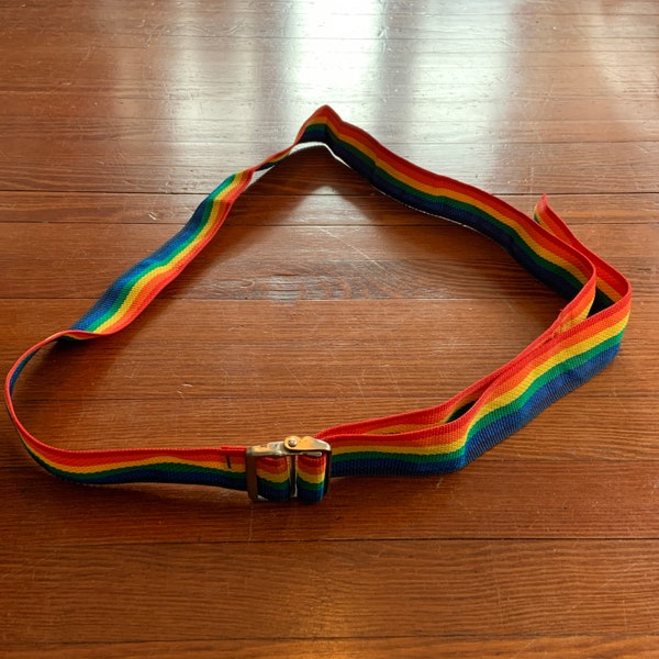 Vintage 1990’s Rainbow Luggage Strap Retro Repurposed Belt