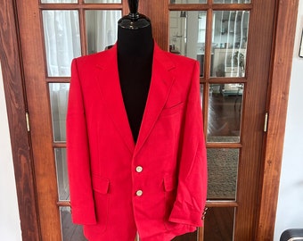 Vintage Polyester Blend 1970's 1980's Red Sport Coat Blazer Arnie