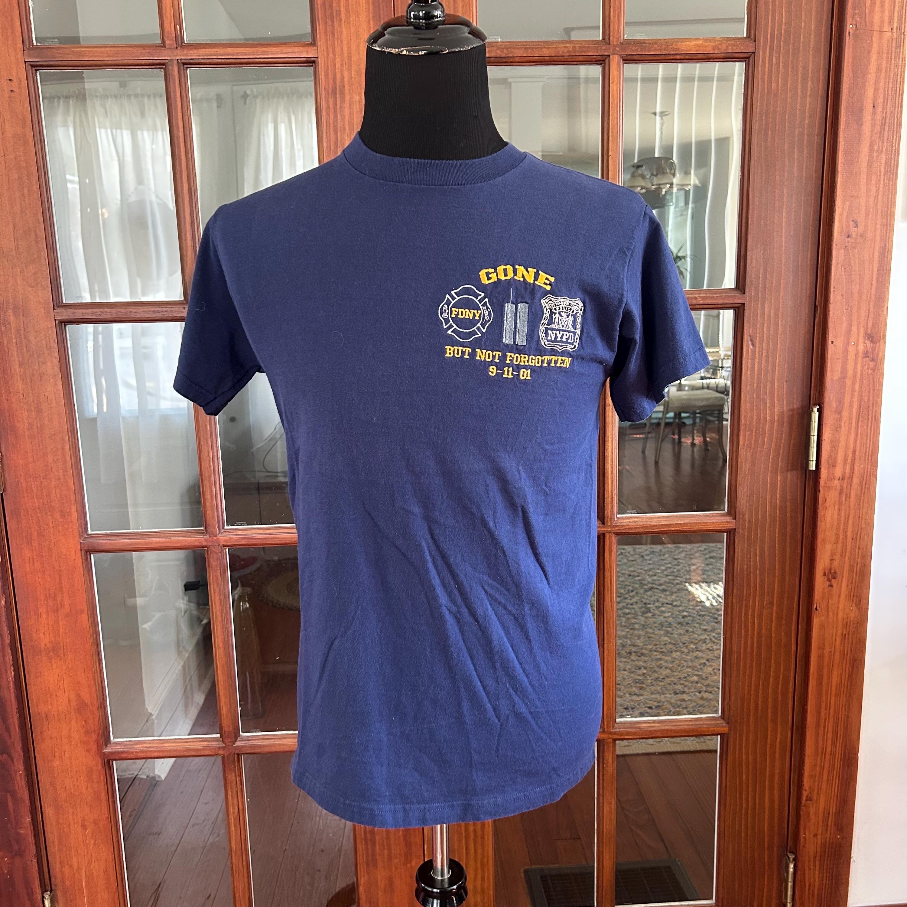 NYPD FDNY Gone but Not Forgotten 9/11 T Shirt Embroidered New York