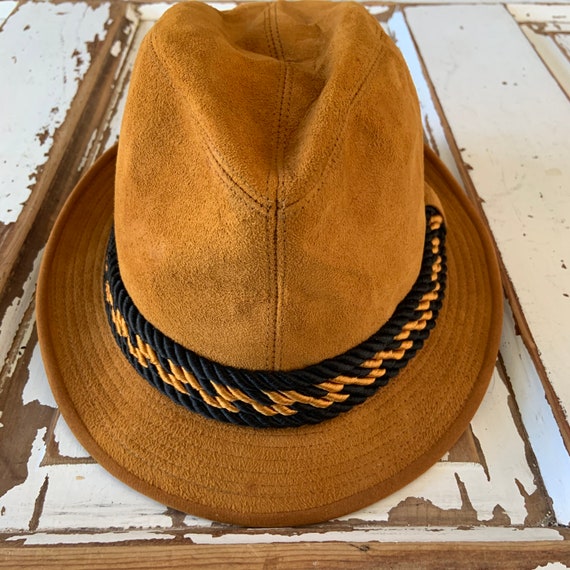 Vintage Tan Suede Fedora Hat s-l400.jpg main image 3