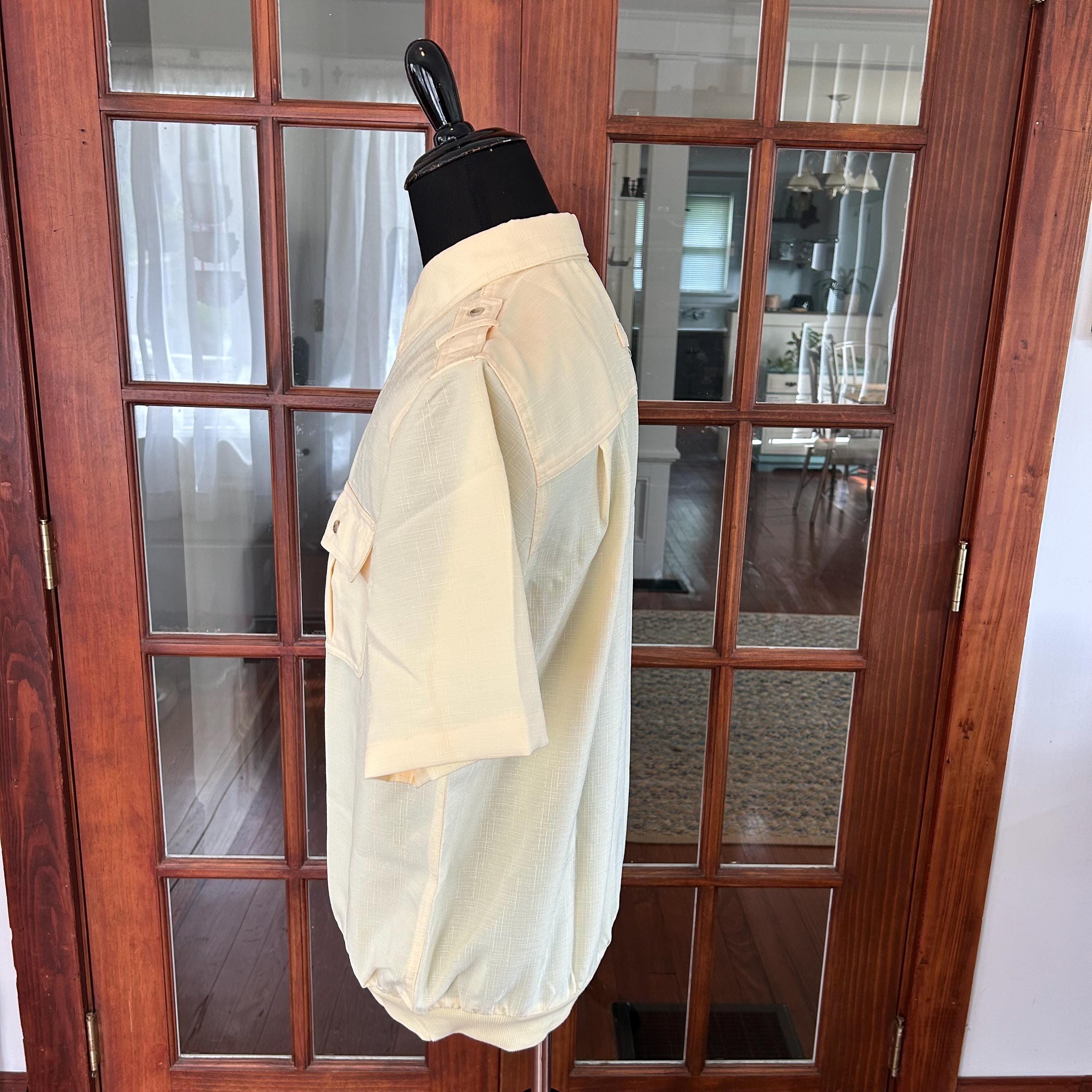 Chemise Coupe-vent Vintage John Blair Homme – 3XL Bleu, Fermeture Intégrale, Manches Courtes, Années 80/90