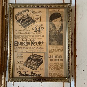 Vintage 1934 Newspaper Advertisement and Quirky Story Man Cave Art