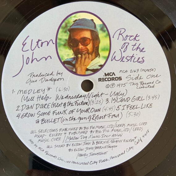 Vintage 1975 Vinyl Album Elton John Rock of the Westies - Etsy