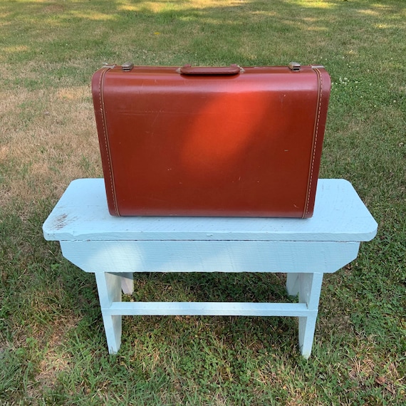 Brown Leather Suitcase with Brass Locks c.1940