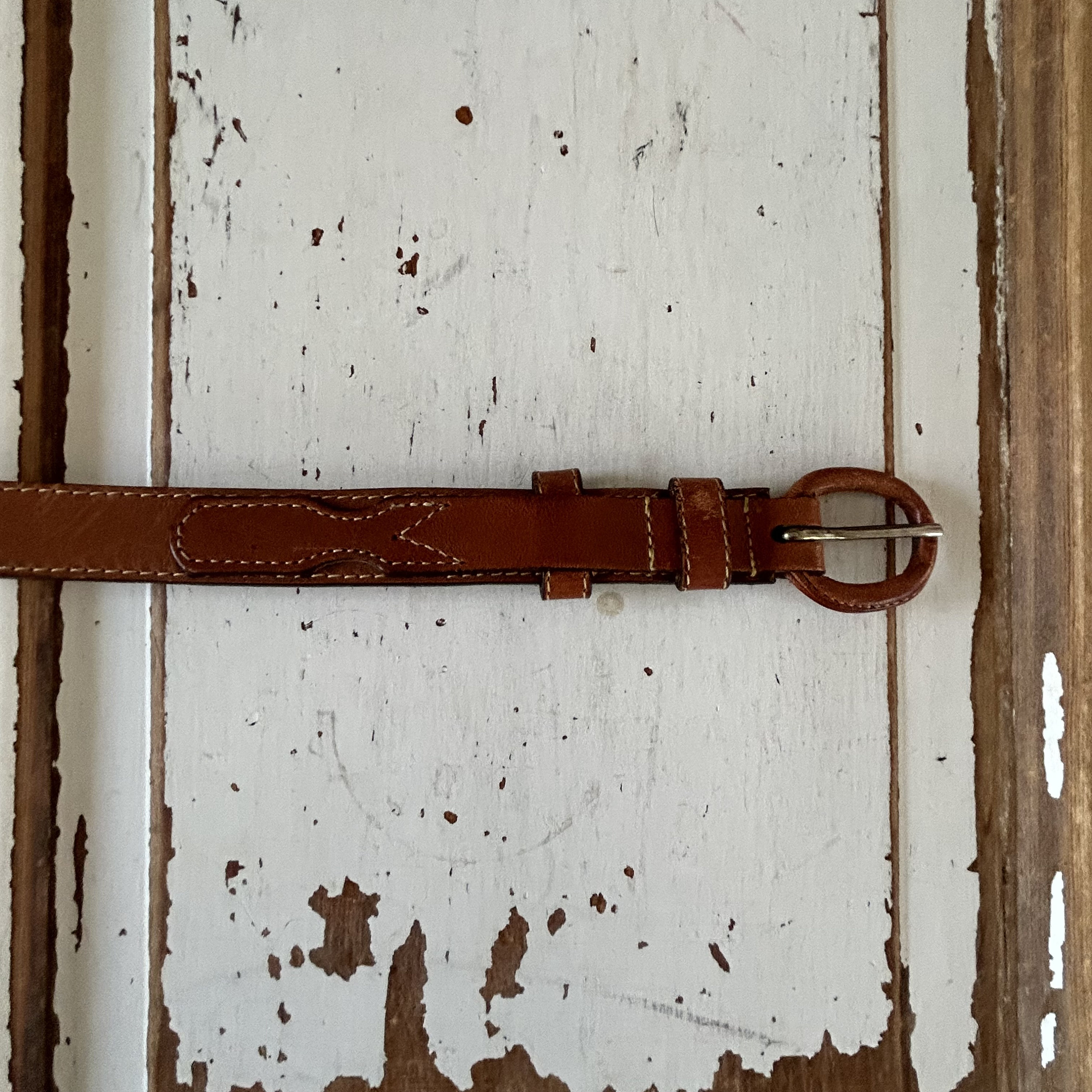 Vintage Jordache Brown Leather Skinny Belt Size 28 Vintage JORDACHE by LEEGIN Skinny Brown Leather Belt - SIZE  main image 3