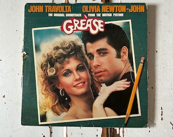 Vintage 1978 John Travolta - Olivia Newton John Grease Original Motion Picture Soundtrack Vinyl 2 Record Set