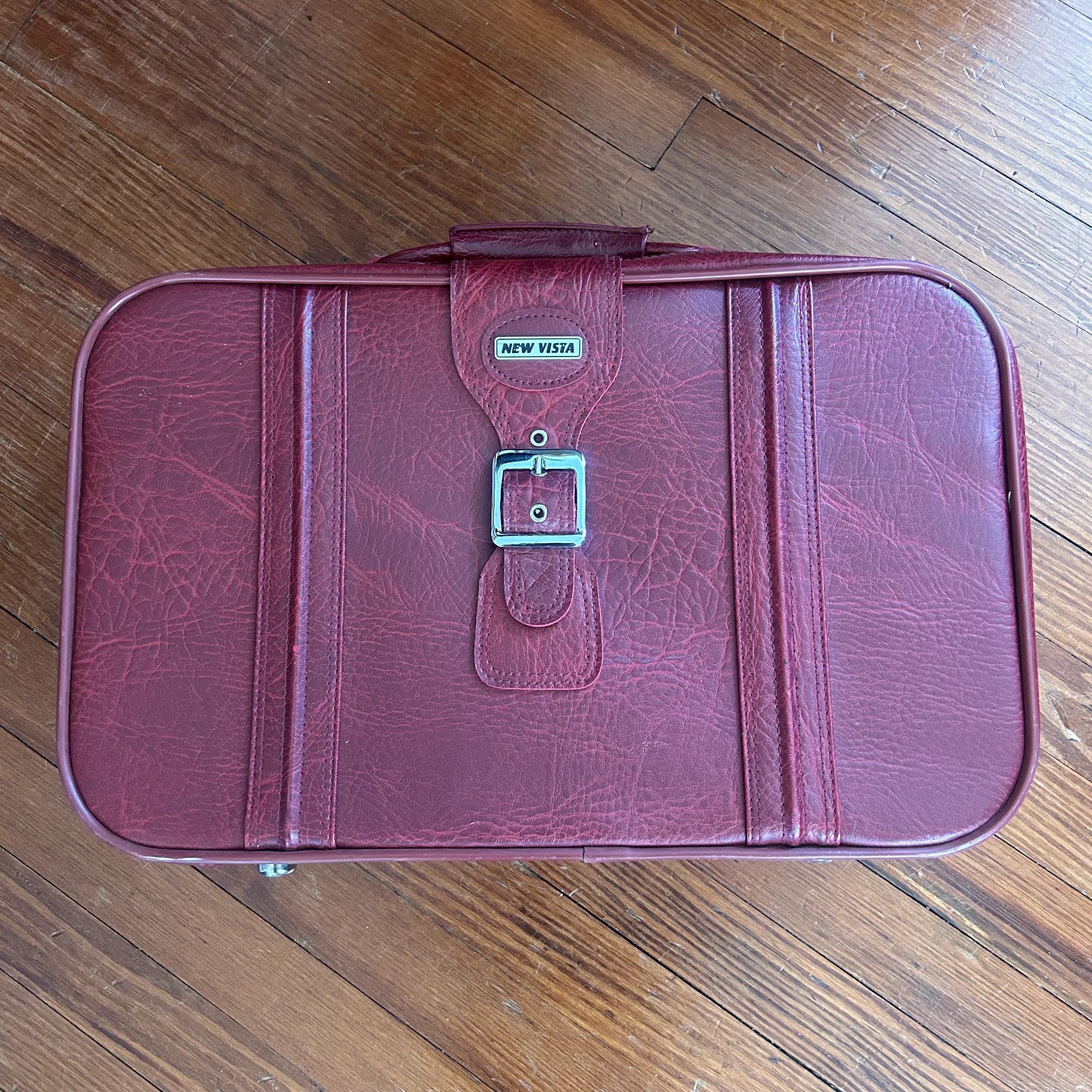 Vintage New Vista Vinyl Travel Burgundy Maroon 1970's Suitcase - Etsy
